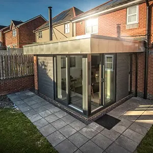 a house with a patio and a patio area